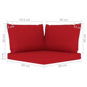 Gartensofa 4-Sitzer mit Kissen in Rot