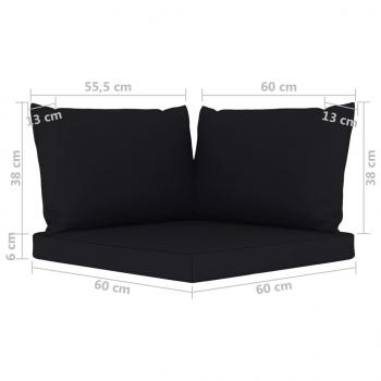 Gartensofa 4-Sitzer mit Kissen in Schwarz