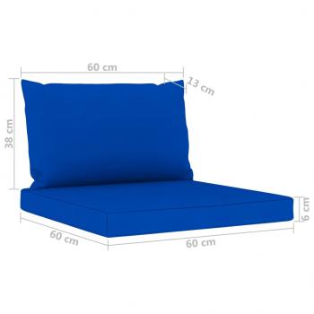 6-tlg. Garten-Lounge-Set mit Blauen Kissen