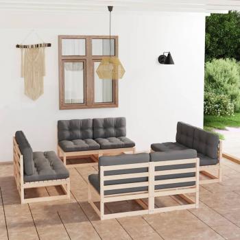 ARDEBO.de - 8-tlg. Garten-Lounge-Set mit Kissen Kiefer Massivholz