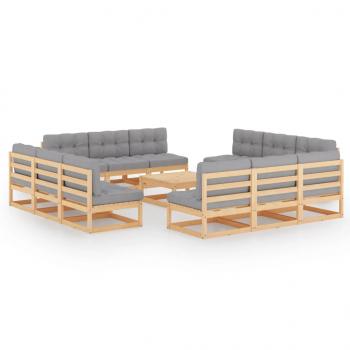 ARDEBO.de - 13-tlg. Garten-Lounge-Set mit Kissen Kiefer Massivholz