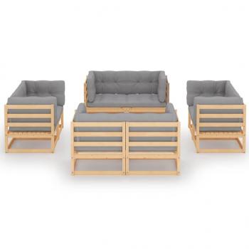 8-tlg. Garten-Lounge-Set mit Kissen Kiefer Massivholz