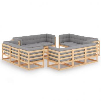 ARDEBO.de - 13-tlg. Garten-Lounge-Set mit Kissen Kiefer Massivholz