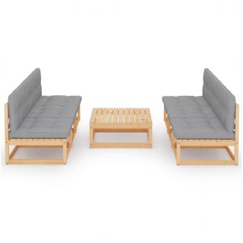 7-tlg. Garten-Lounge-Set mit Kissen Kiefer Massivholz