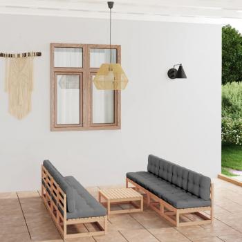 ARDEBO.de - 9-tlg. Garten-Lounge-Set mit Kissen Kiefer Massivholz