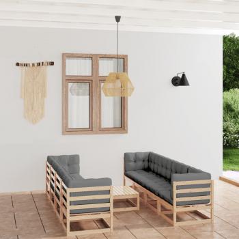 ARDEBO.de - 9-tlg. Garten-Lounge-Set mit Kissen Kiefer Massivholz