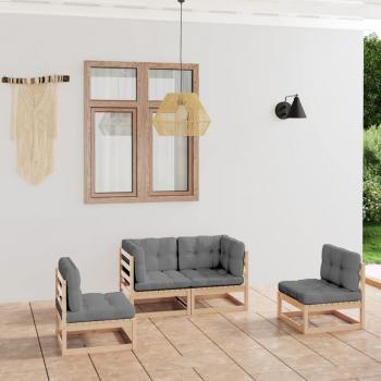 ARDEBO.de - 4-tlg. Garten-Lounge-Set mit Kissen Kiefer Massivholz