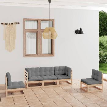 ARDEBO.de - 5-tlg. Garten-Lounge-Set mit Kissen Kiefer Massivholz