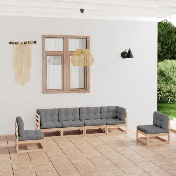 ARDEBO.de - 6-tlg. Garten-Lounge-Set mit Kissen Kiefer Massivholz