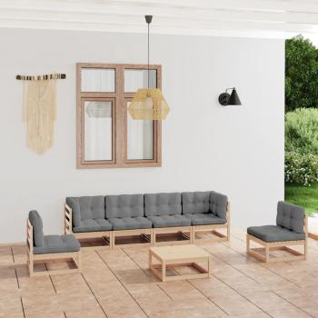 ARDEBO.de - 7-tlg. Garten-Lounge-Set mit Kissen Kiefer Massivholz