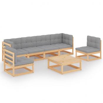 7-tlg. Garten-Lounge-Set mit Kissen Kiefer Massivholz