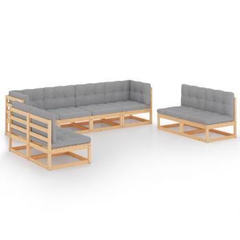 8-tlg. Garten-Lounge-Set mit Kissen Kiefer Massivholz