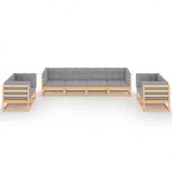 8-tlg. Garten-Lounge-Set mit Kissen Kiefer Massivholz