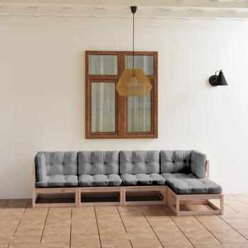 ARDEBO.de - 5-tlg. Garten-Lounge-Set mit Kissen Kiefer Massivholz