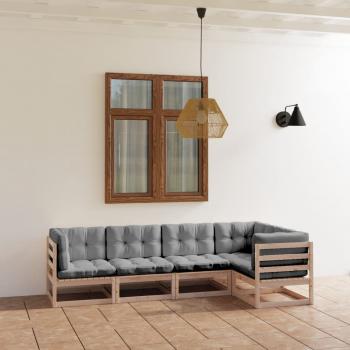 ARDEBO.de - 5-tlg. Garten-Lounge-Set mit Kissen Kiefer Massivholz