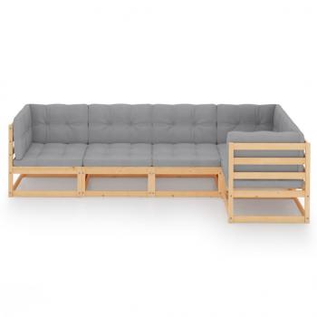 5-tlg. Garten-Lounge-Set mit Kissen Kiefer Massivholz