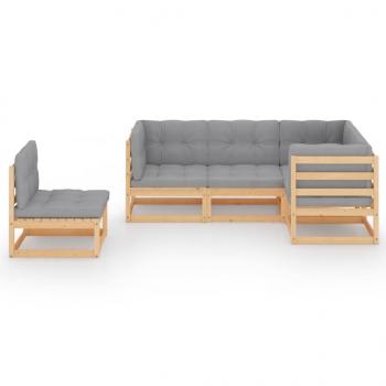 5-tlg. Garten-Lounge-Set mit Kissen Kiefer Massivholz