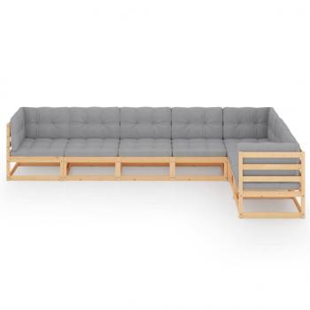 7-tlg. Garten-Lounge-Set mit Kissen Massivholz Kiefer