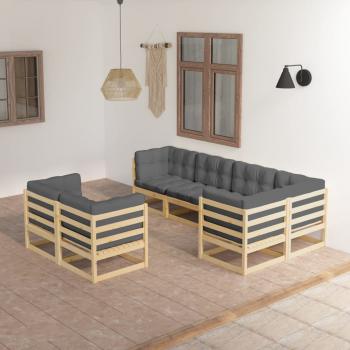 ARDEBO.de - 7-tlg. Garten-Lounge-Set mit Kissen Massivholz Kiefer