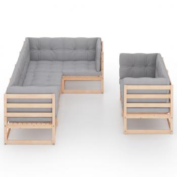 7-tlg. Garten-Lounge-Set mit Kissen Massivholz Kiefer