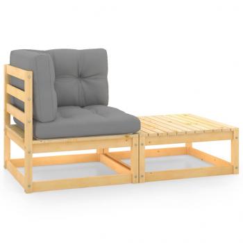 ARDEBO.de - 2-tlg. Garten-Lounge-Set mit Kissen Kiefer Massivholz