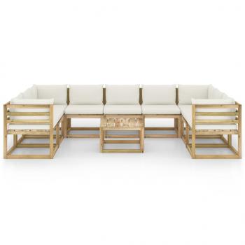 10-tlg. Garten-Lounge-Set mit Kissen Imprägniertes Kiefernholz