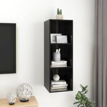 TV-Wandschrank Hochglanz-Schwarz 37x37x107 cm Holzwerkstoff