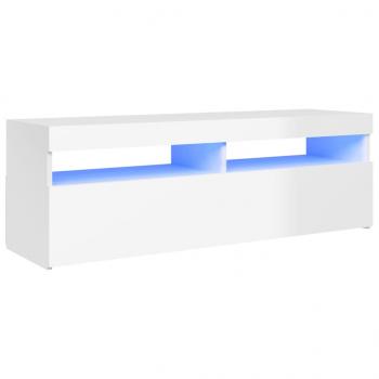 TV-Schrank mit LED-Leuchten Hochglanz-Weiß 120x35x40 cm