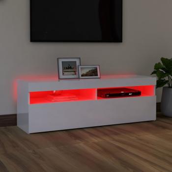 TV-Schrank mit LED-Leuchten Hochglanz-Weiß 120x35x40 cm