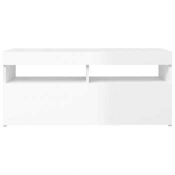 TV-Schrank mit LED-Leuchten Hochglanz-Weiß 90x35x40 cm