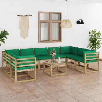 ARDEBO.de - 10-tlg. Garten-Lounge-Set mit Kissen Imprägniertes Kiefernholz