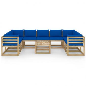 10-tlg. Garten-Lounge-Set mit Kissen Imprägniertes Kiefernholz