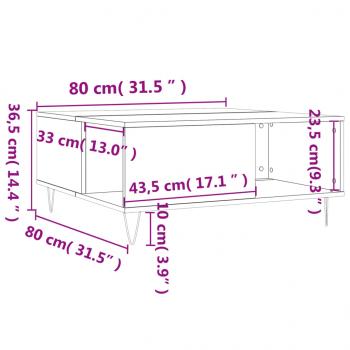 Couchtisch Schwarz 80x80x36,5 cm Holzwerkstoff