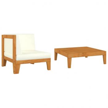 ARDEBO.de - 2-tlg. Garten-Lounge-Set mit Auflagen Massivholz Akazie