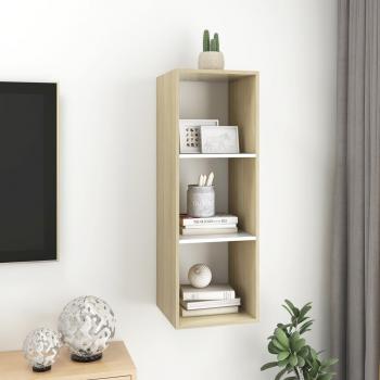 TV-Wandschrank Sonoma-Eiche und Weiß 37x37x107 cm Holzwerkstoff