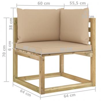 Garten-Ecksofas & Kissen in Grün 2 Stk. Kiefernholz