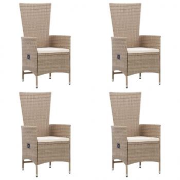 7-tlg. Garten-Essgruppe Poly Rattan Beige