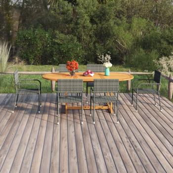 ARDEBO.de - 7-tlg. Garten-Essgruppe Poly Rattan Anthrazit