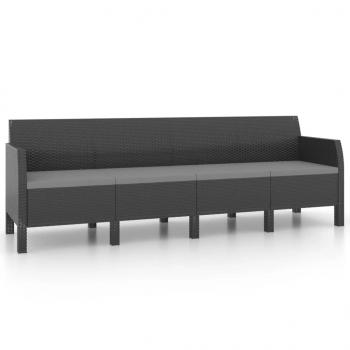 4-Sitzer-Gartensofa mit Kissen Anthrazit PP Rattan