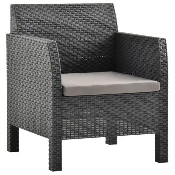 2-tlg. Garten-Lounge-Set mit Kissen PP Rattan Anthrazit