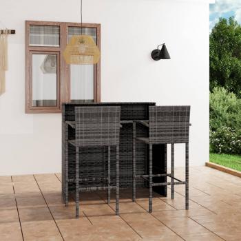 ARDEBO.de - 3-tlg. Gartenbar-Set Grau