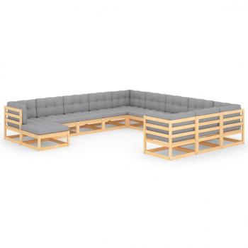 ARDEBO.de - 12-tlg. Garten-Lounge-Set mit Kissen Massivholz Kiefer