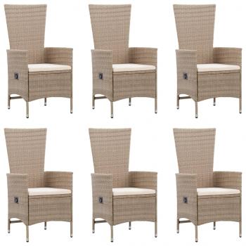 7-tlg. Garten-Essgruppe Poly Rattan Beige