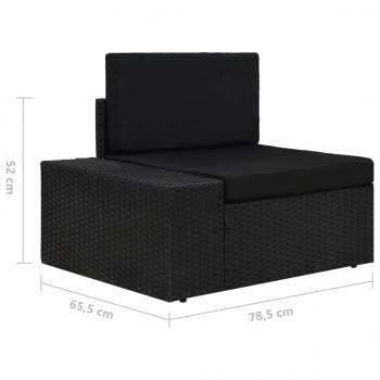 5-tlg. Garten-Lounge-Set mit Kissen Schwarz Poly Rattan