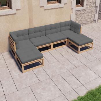 ARDEBO.de - 6-tlg. Garten-Lounge-Set mit Kissen Massivholz Kiefer