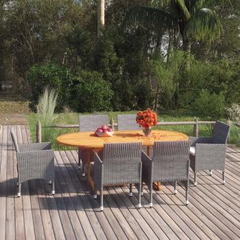 ARDEBO.de - 7-tlg. Garten-Essgruppe Poly Rattan Grau