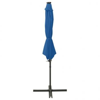 Ampelschirm mit Mast und LED Azurblau 300 cm