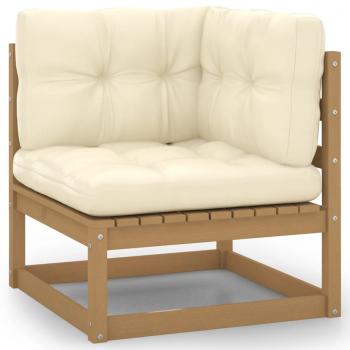 ARDEBO.de - Garten-Ecksofa mit Creme Kissen Massivholz Kiefer