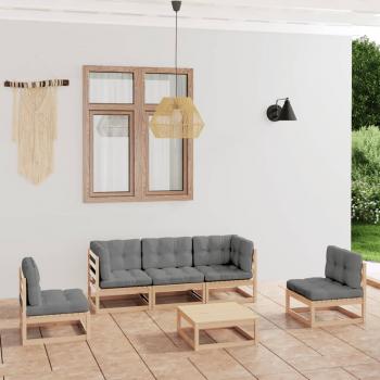 ARDEBO.de - 6-tlg. Garten-Lounge-Set mit Kissen Kiefer Massivholz