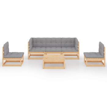 6-tlg. Garten-Lounge-Set mit Kissen Kiefer Massivholz